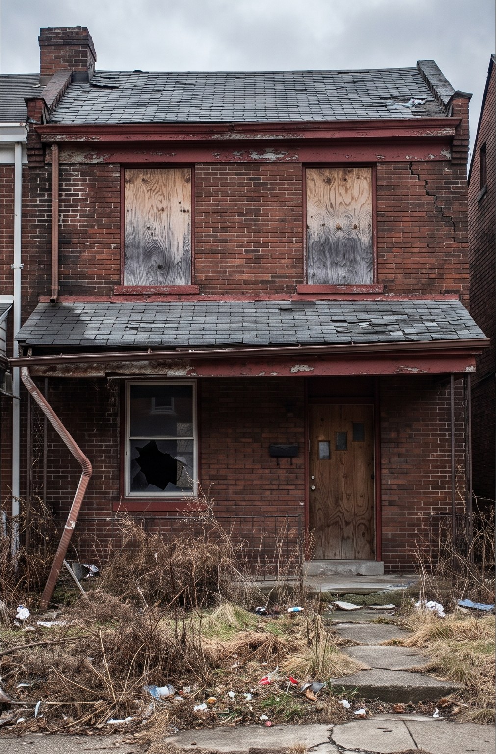 Distressed Pittsburgh house before renovation